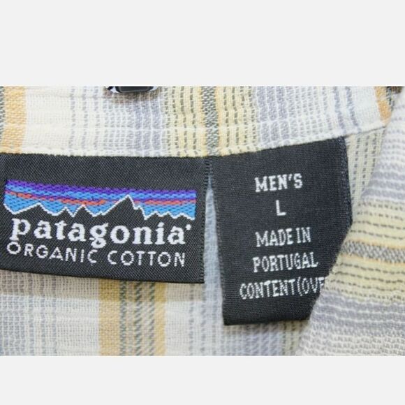 Vintage Patagonia Organic Cotton Mens Large. SS Textured Fabric Button Shirt - Picture 8 of 9
